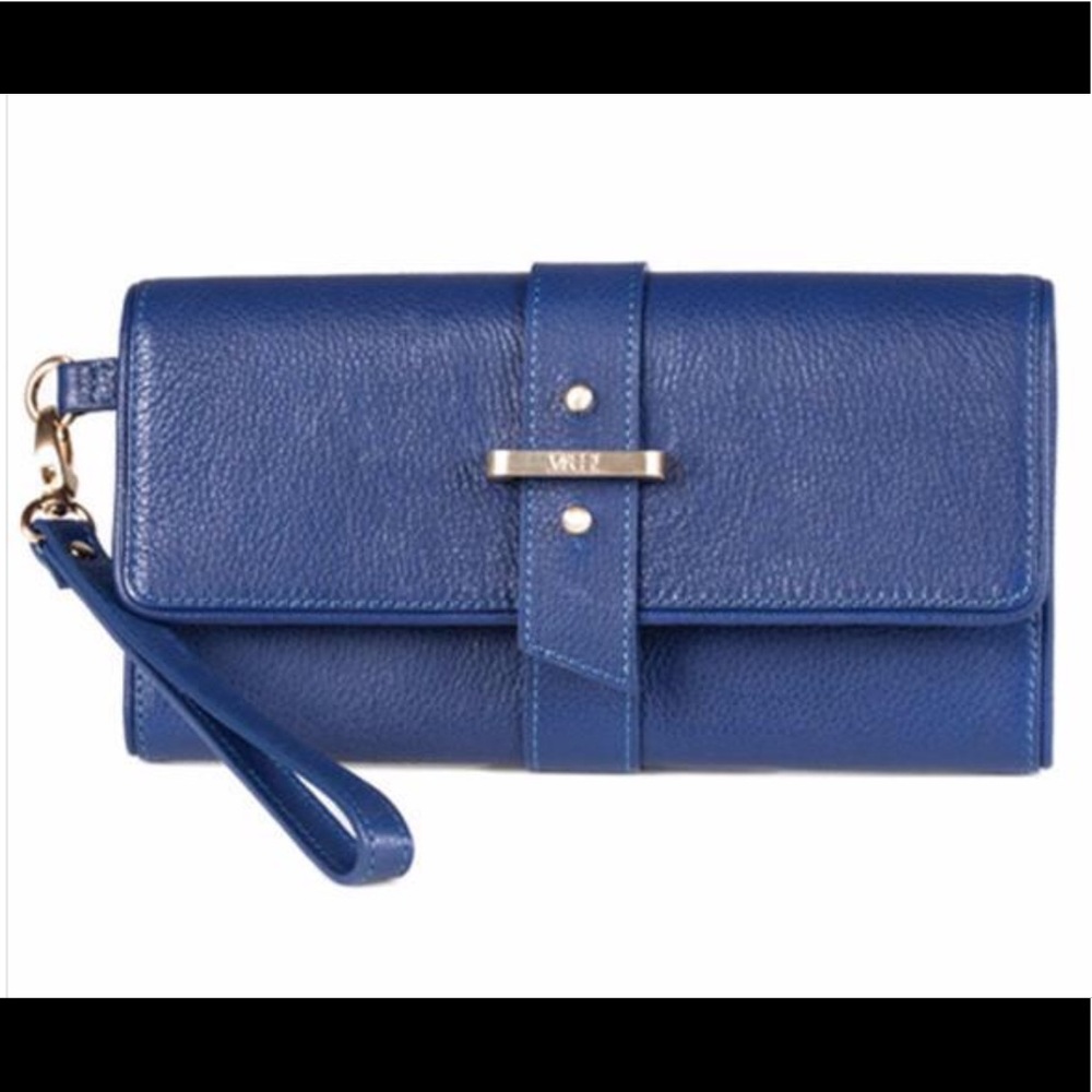 NWT BY MASSI THE BACIO LEATHER WALLET/CLUTCH-BLUE